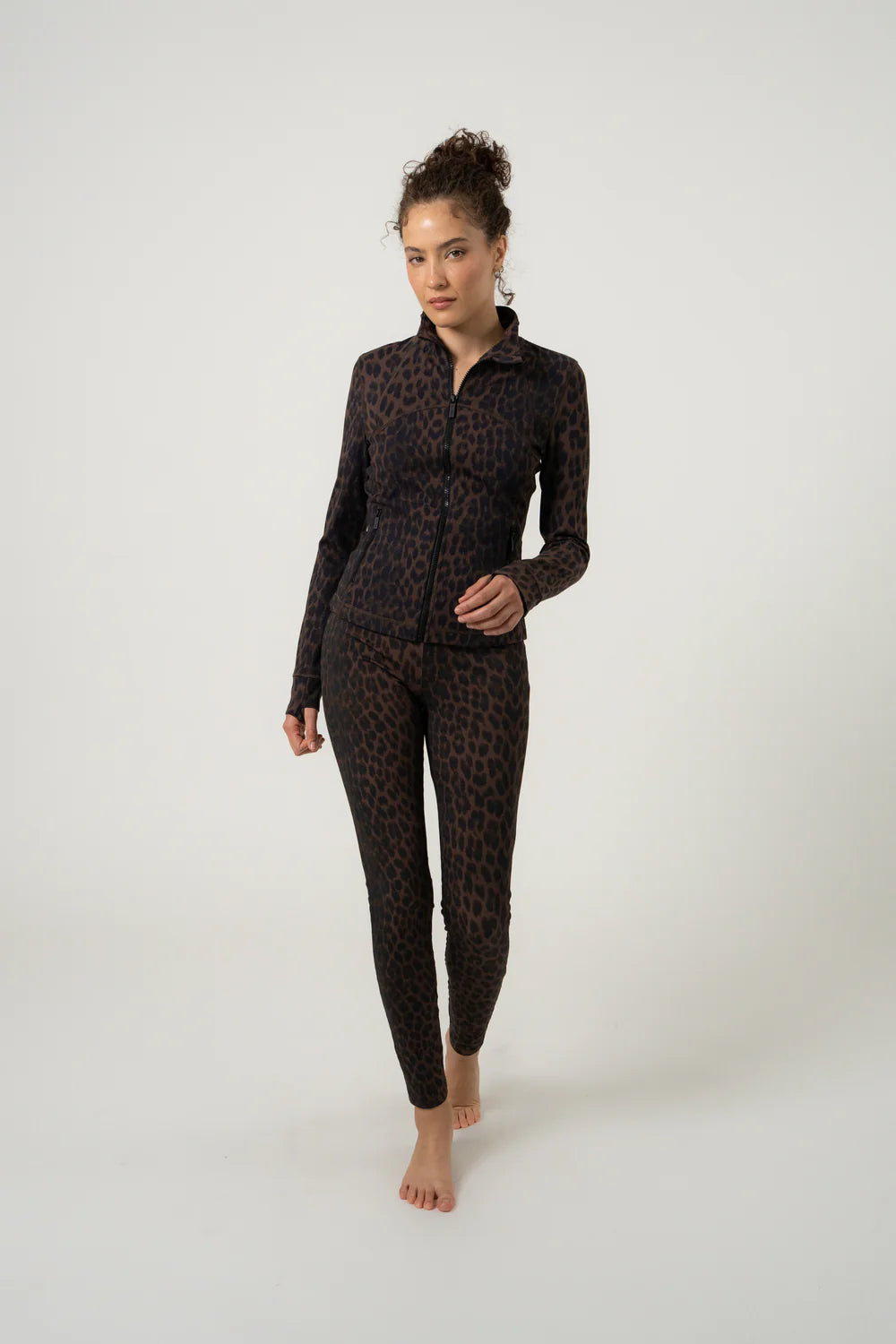 OH APRIL Aspen Zipper Jacket Leo Mocha