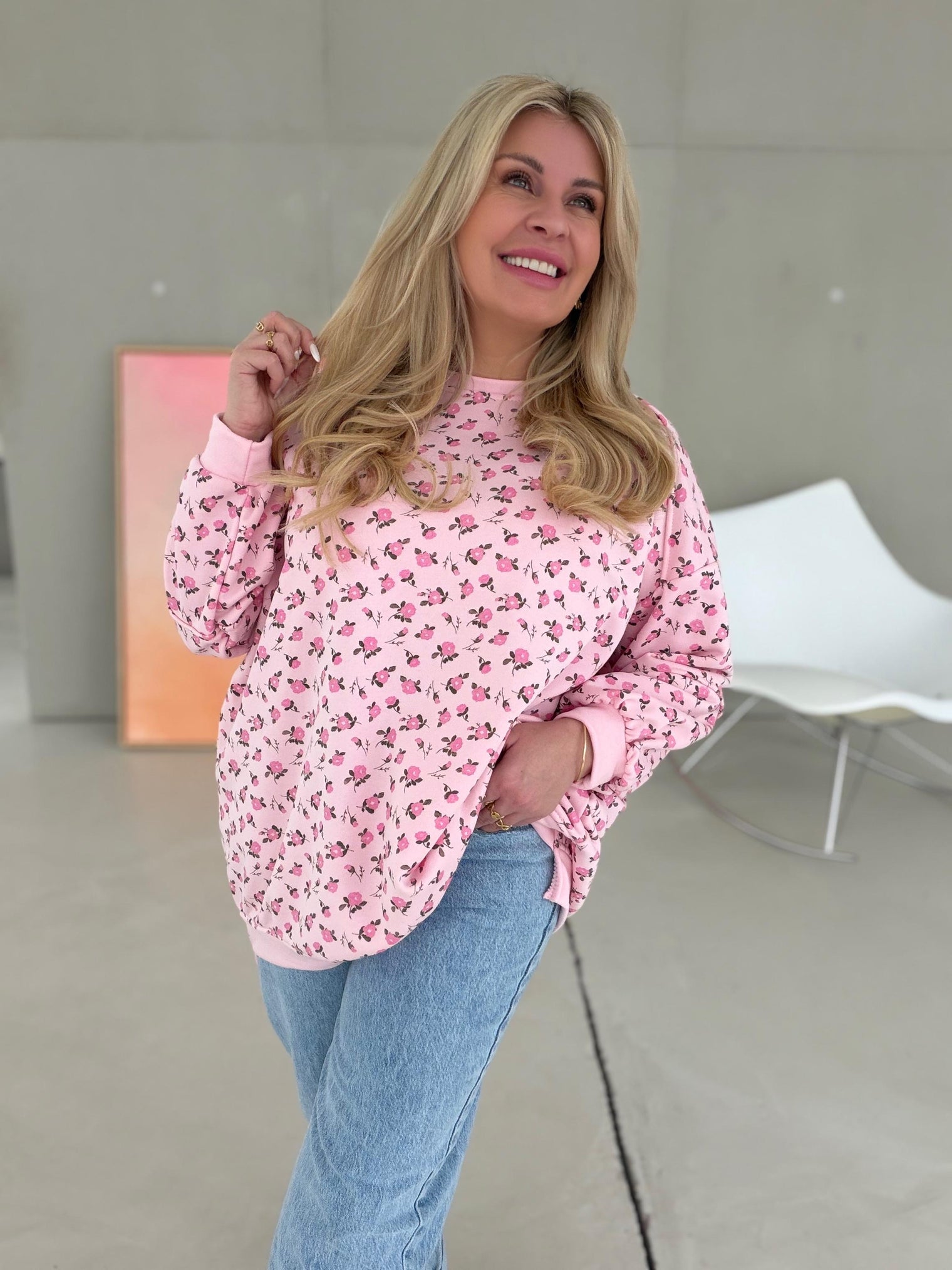 Oversize Sweater rosa FLOWER GARDEN