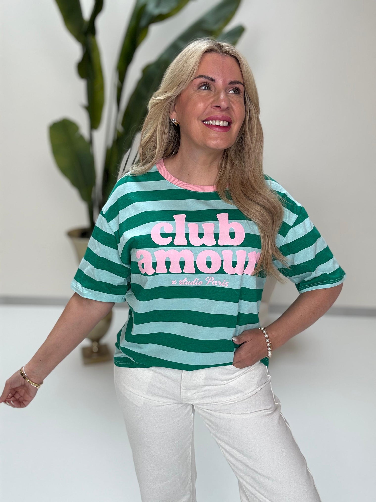 Statement Shirt grün/mint gestreift CLUB AMOUR