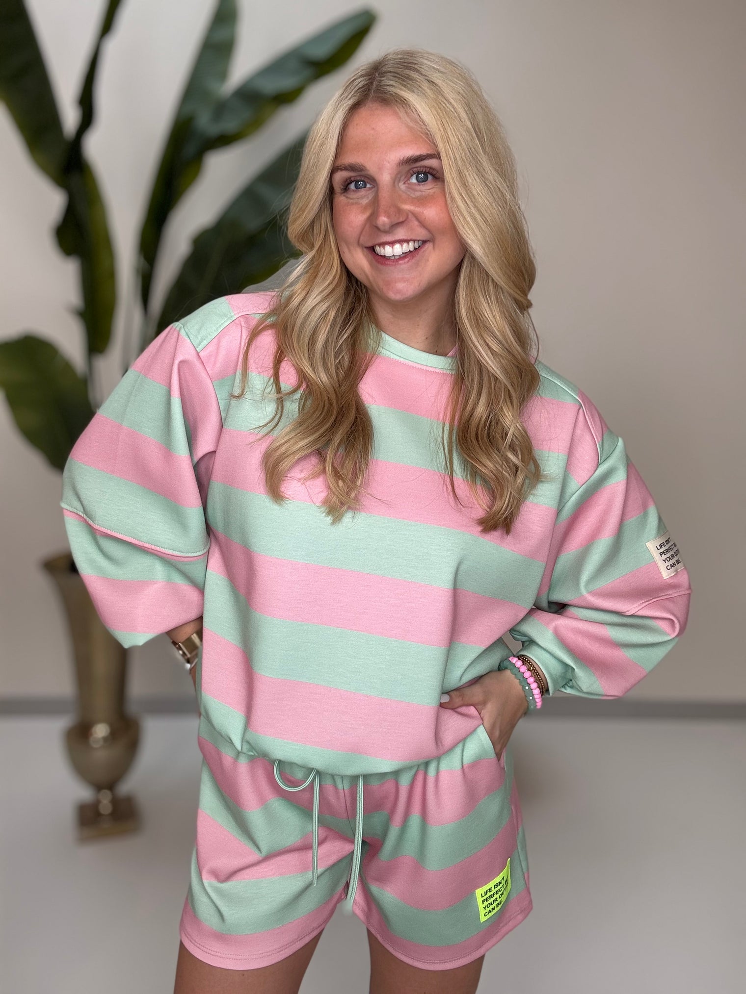 Butterstoff Sweater PERFECT OUTFIT matcha/rosa