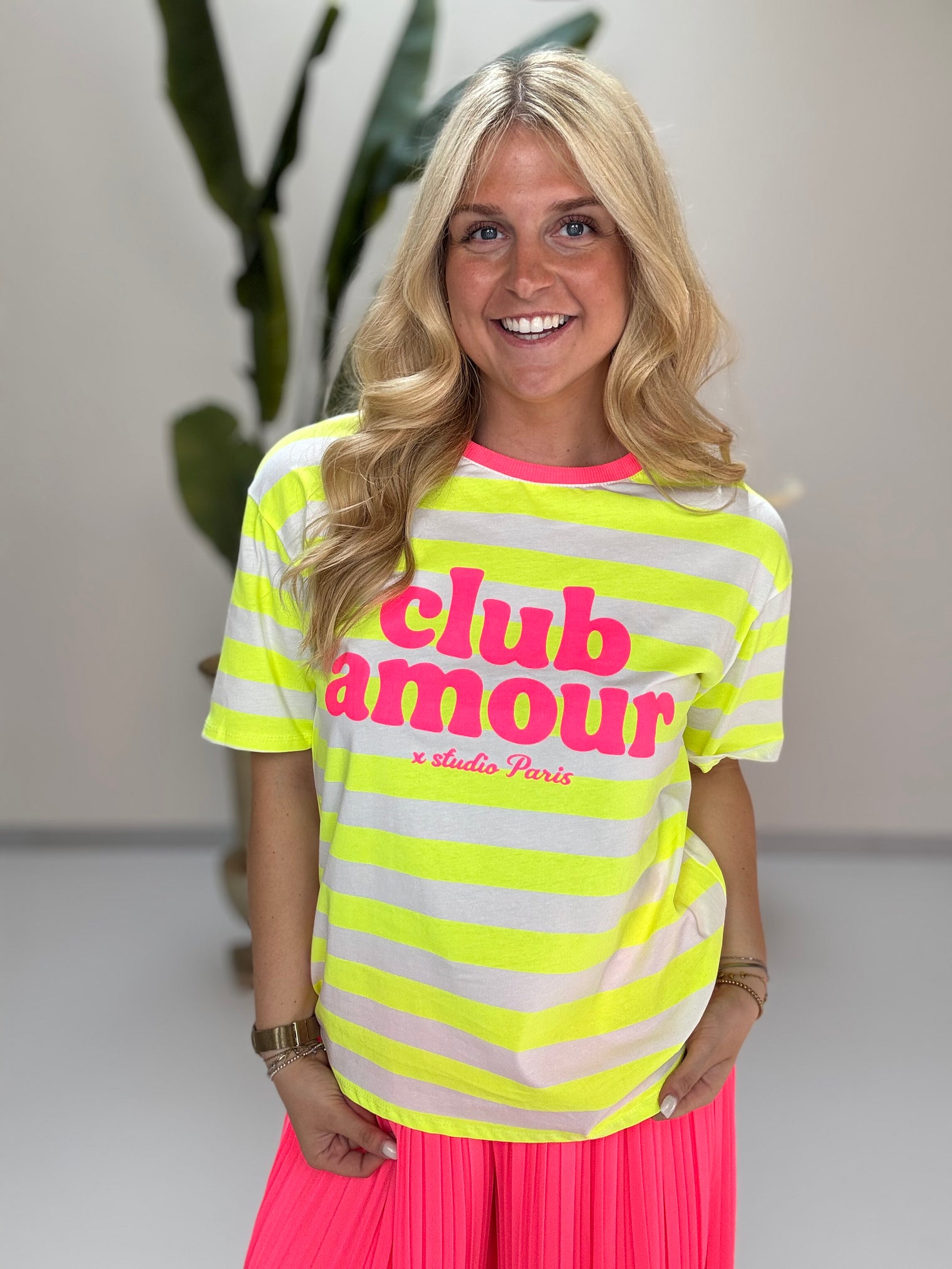 Statement Shirt gelb/weiß gestreift CLUB AMOUR
