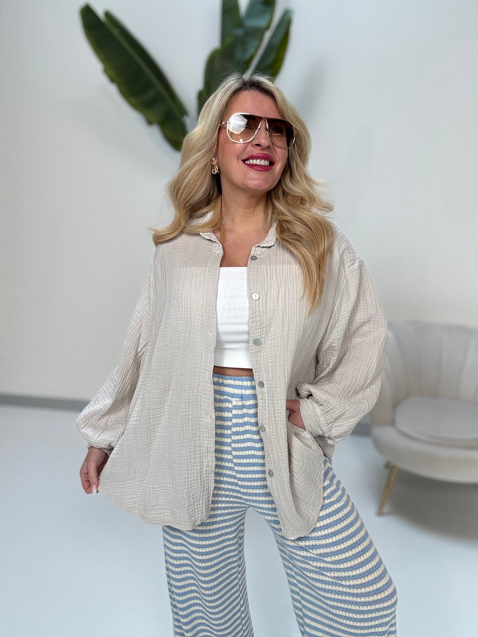 Signature Musselin Bluse BEIGE