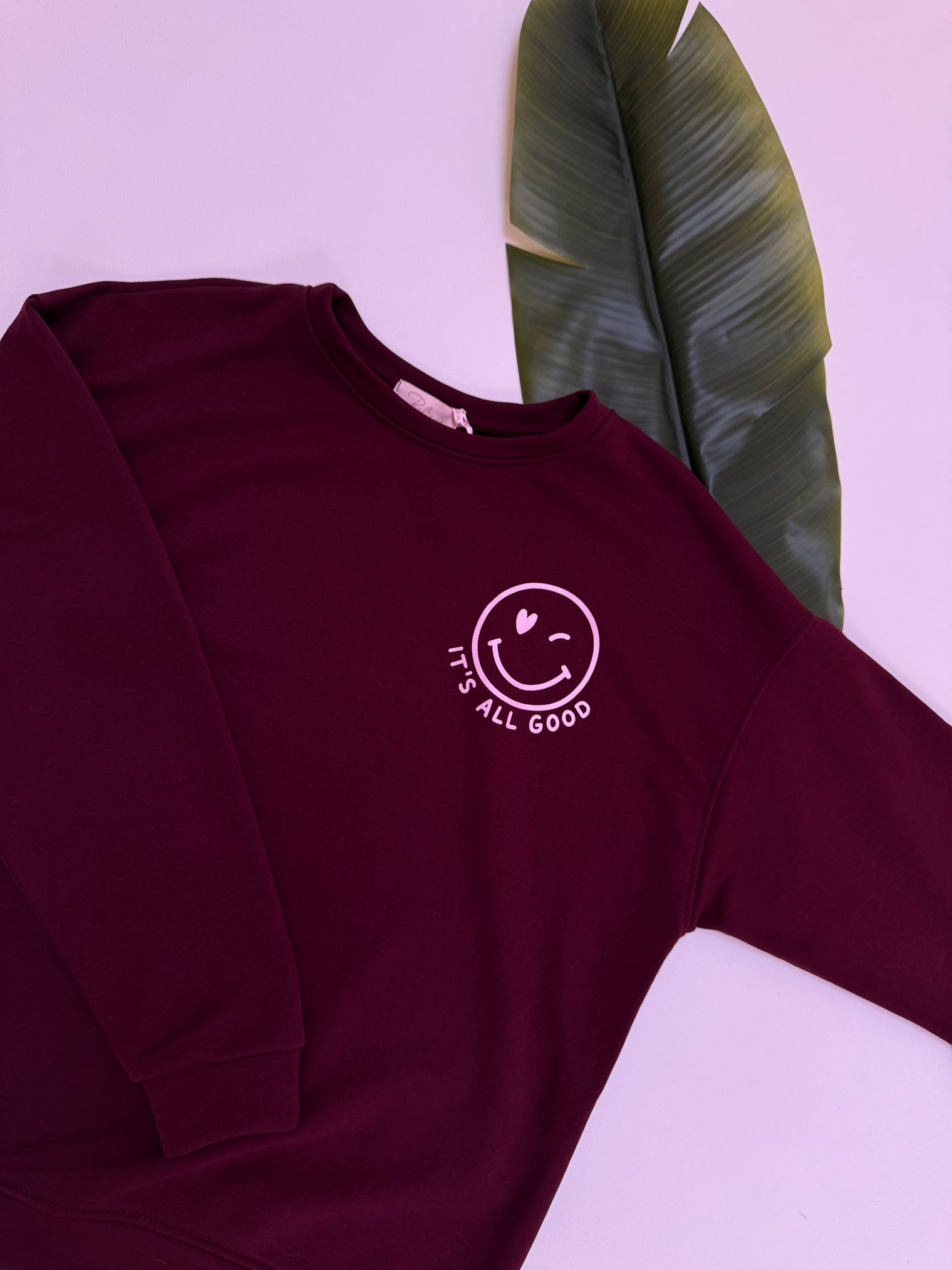Sweater mit Rückenprint burgundy/rosa ITS ALL GOOD