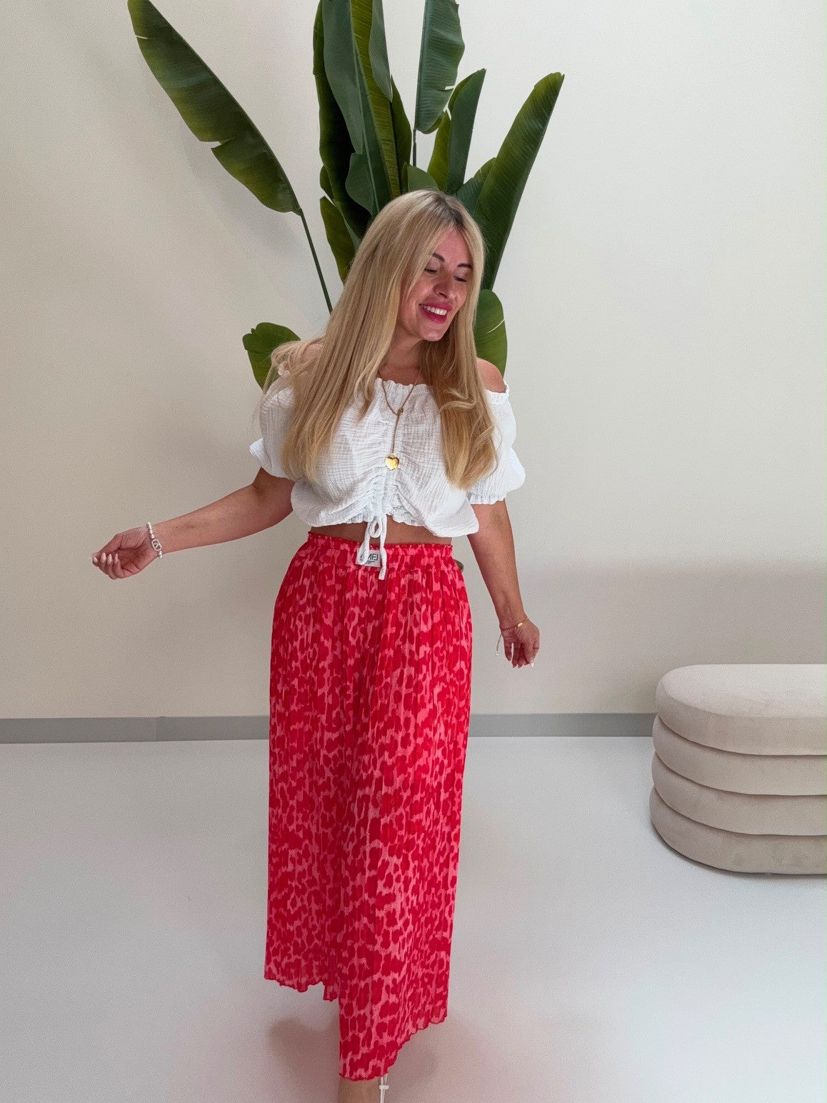 Signature Plisseehose rot LEO POWER rot/pink