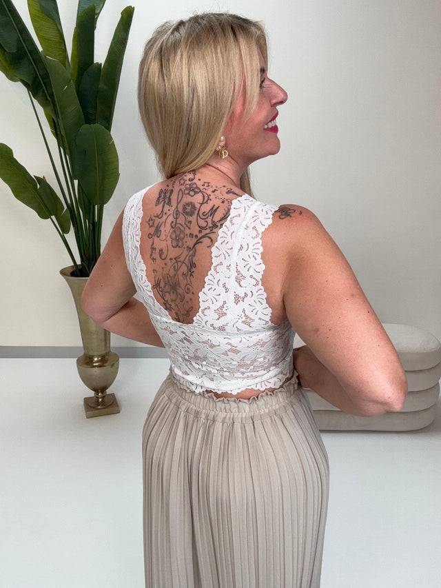 Top mit Spitze LACE LOVE weiß