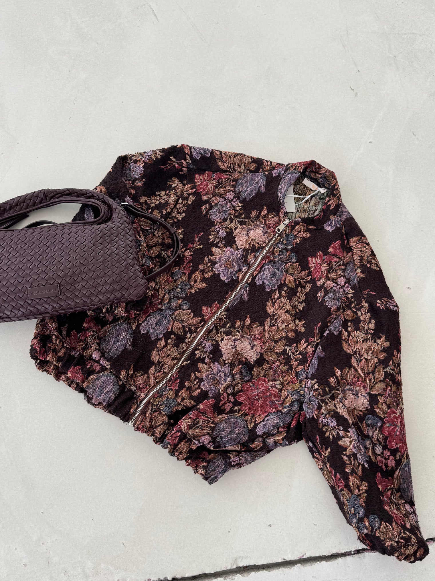 Bomberjacke ROMANTIC FLOWER GARDEN dark brown