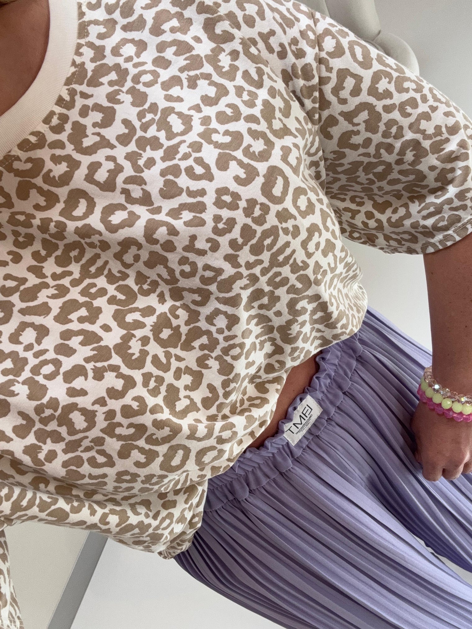 Sweatshirt kurzarm LEO weiß/beige LOVE YOU TO THE MOON