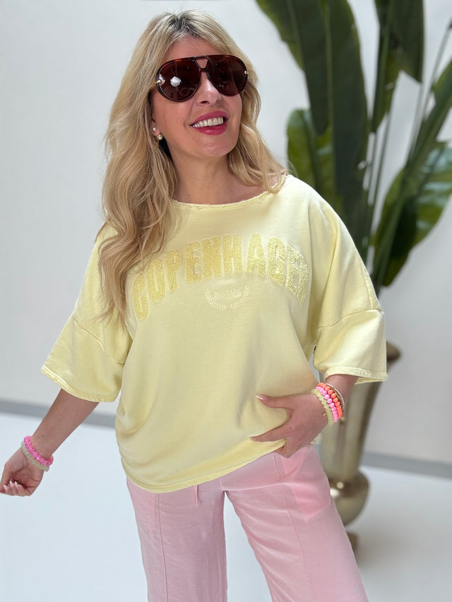 Kurz Arm Sweater Kiwi / gelb COPENHAGEN GIRL