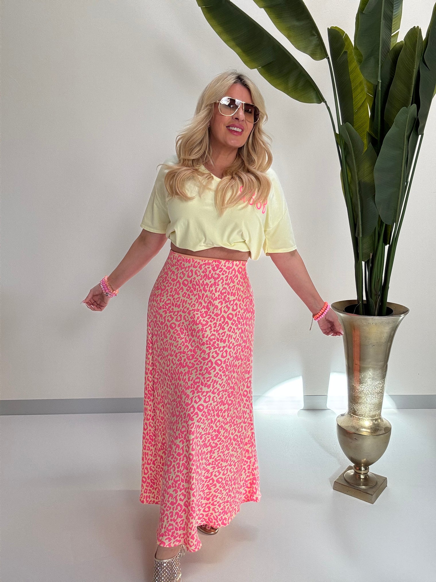 Rock mit Seide Gelb LEO LOVER peach