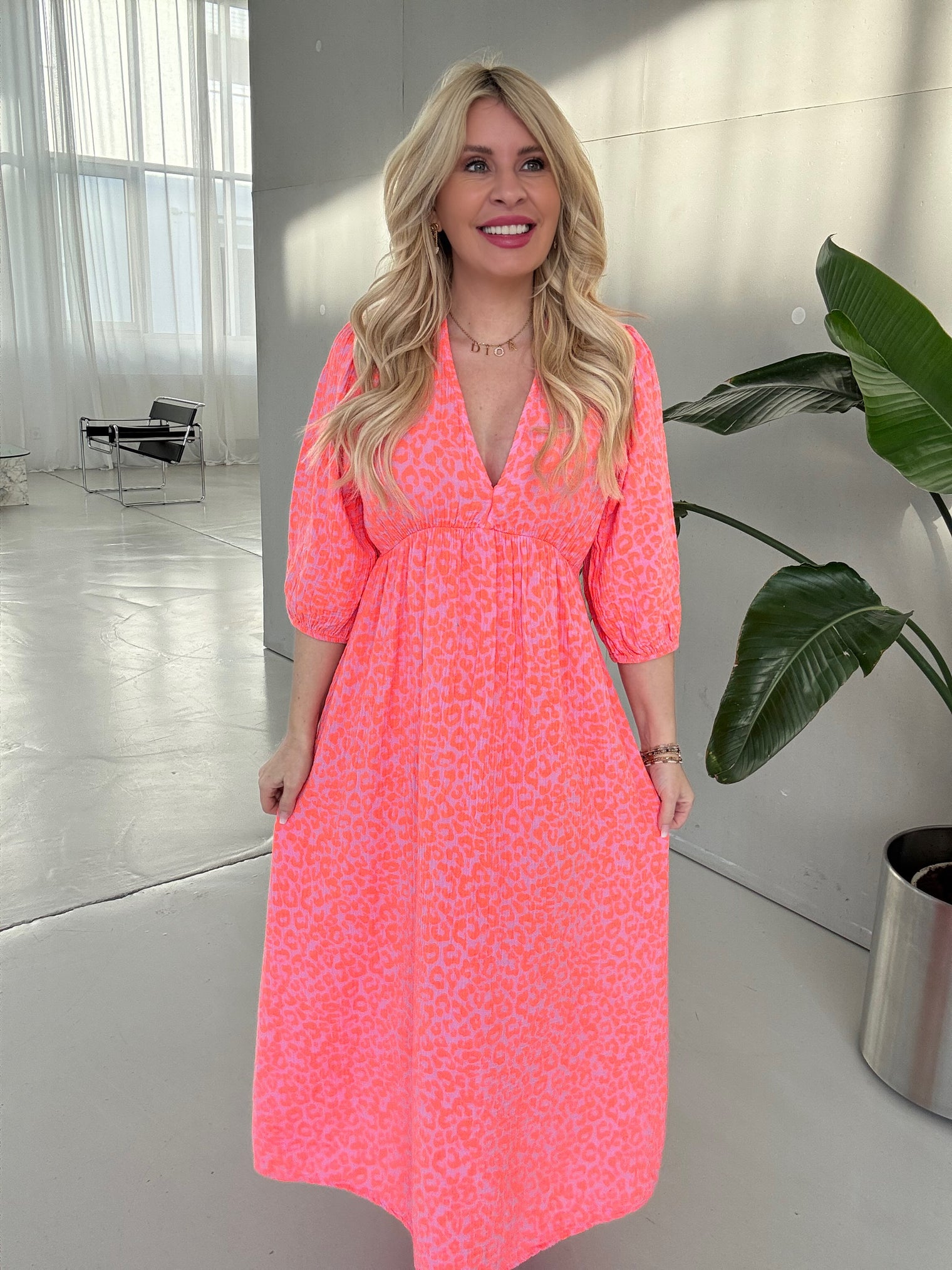 Musselin Kleid rosa LEO LOVER orange