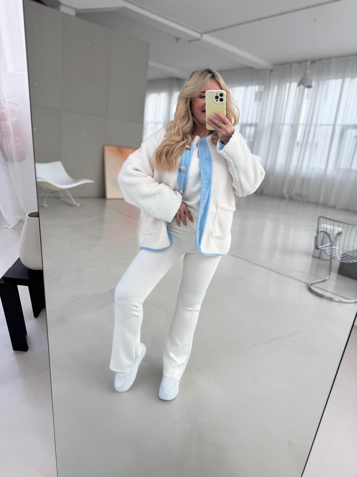 Teddyjacke blau/creme COZY FASHION GIRL