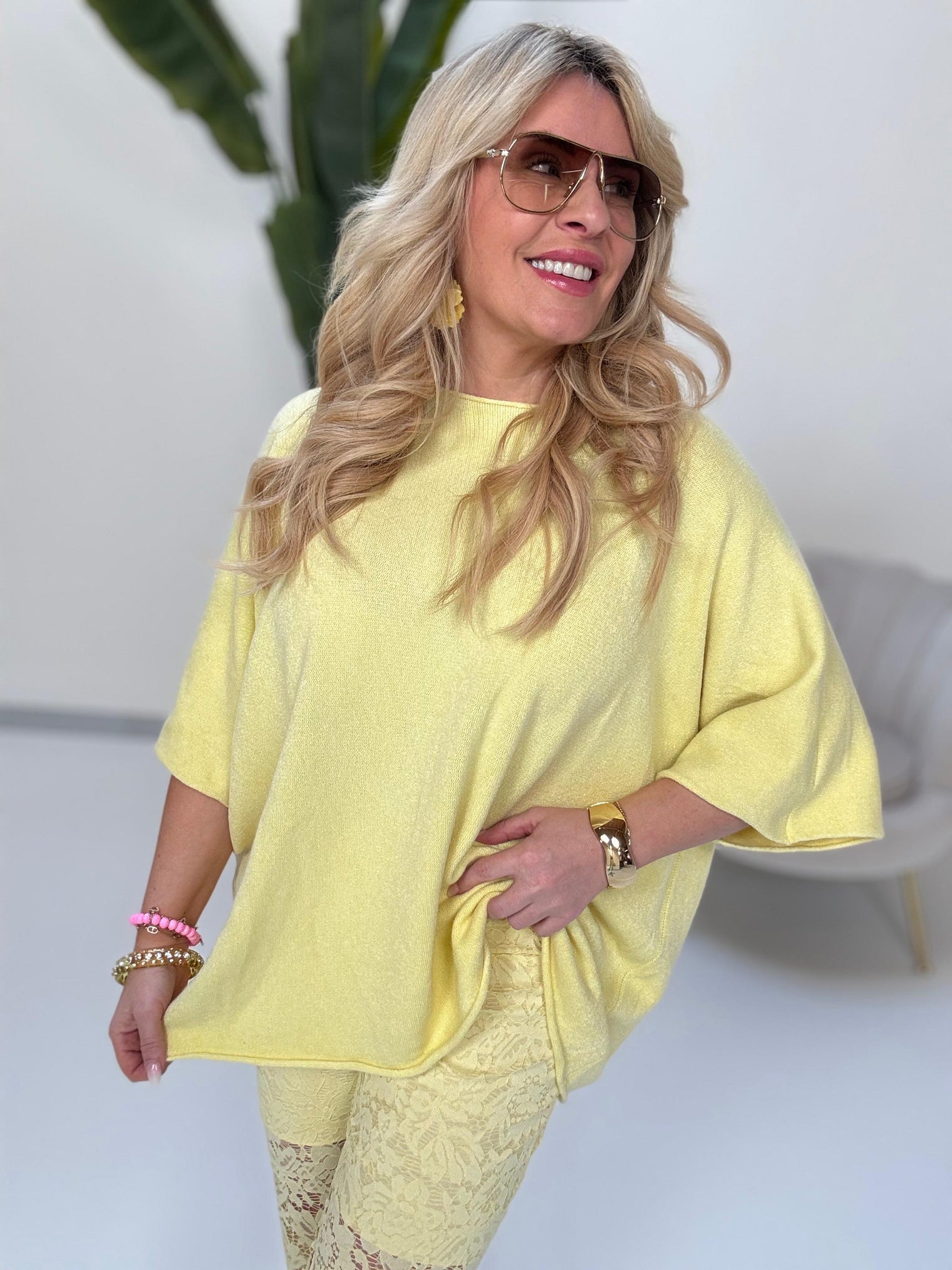 Leichter Sommerstrick Pullover BE YOUR OWN SUN buttermilk lemon