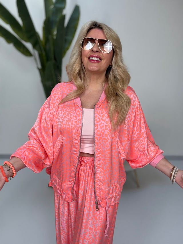 Zipper Jacke rosa LEO LOVER Orange