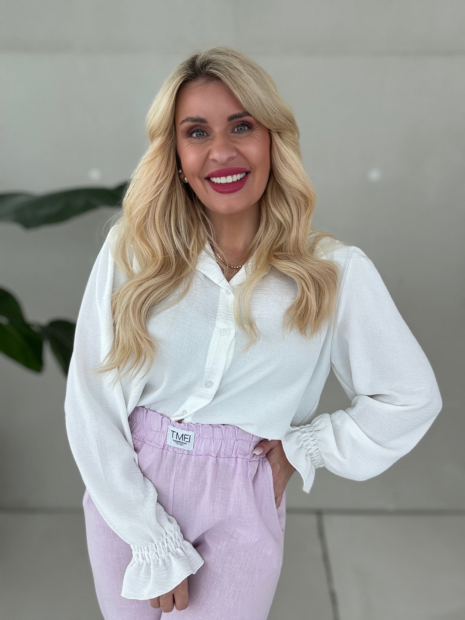 Klassiker Bluse Knopfleiste weiß