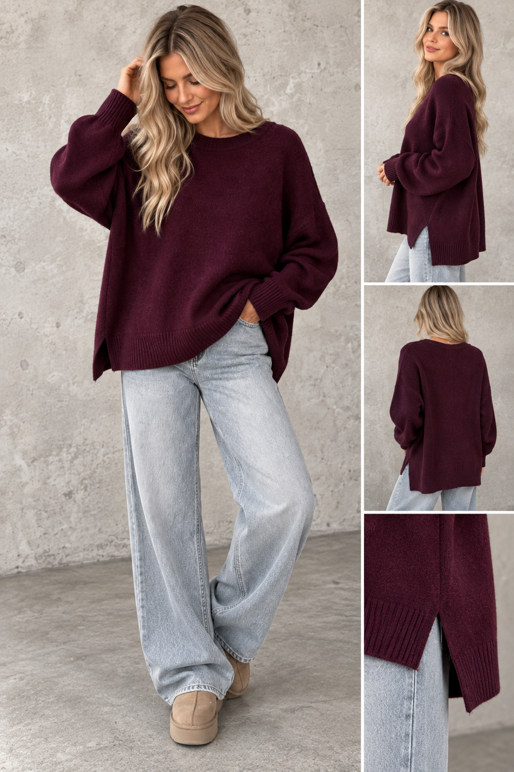 Alpaka Pullover SCANDINAVIAN GIRL Oversize Burgundy