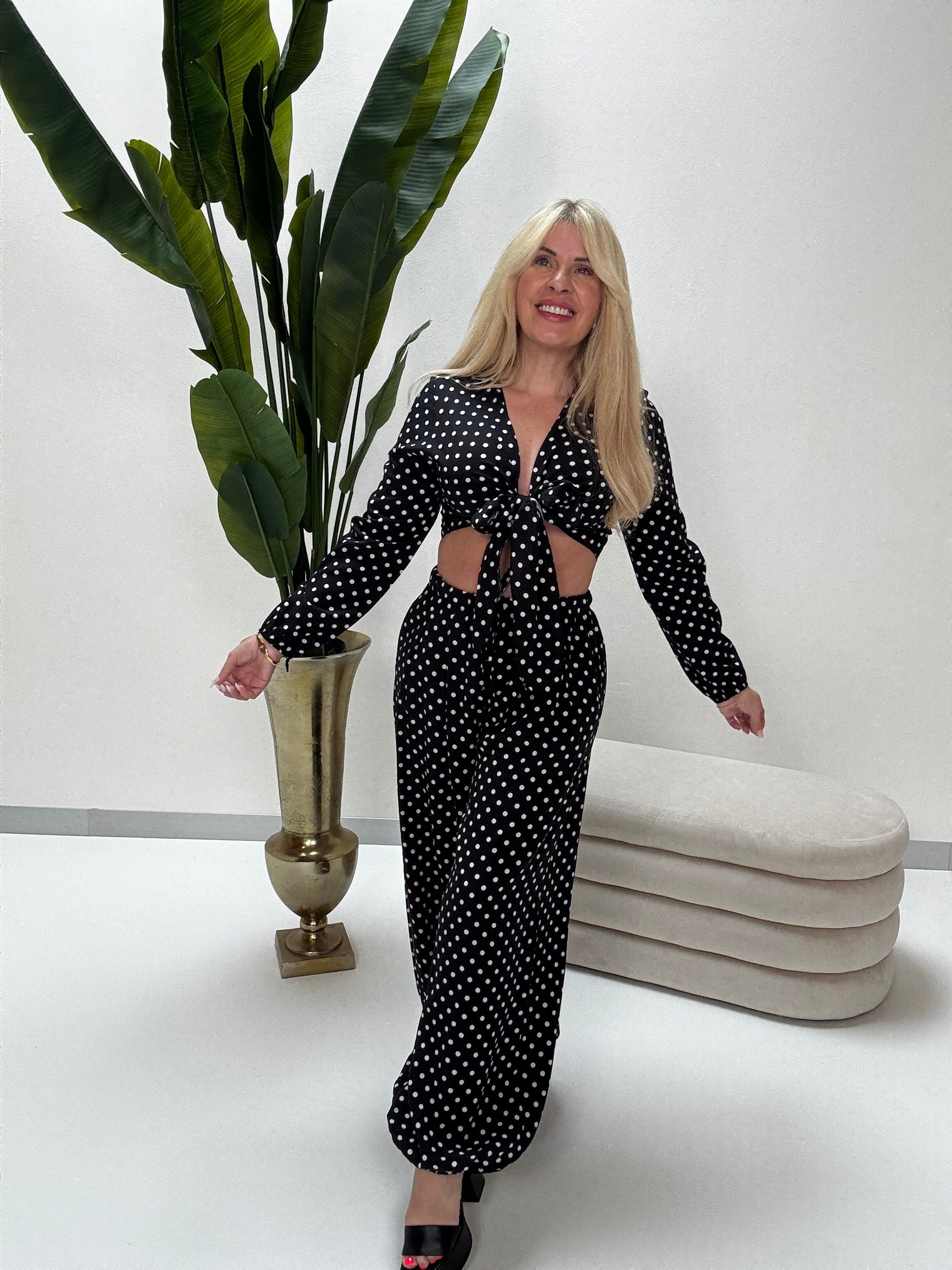Ballon Hose POLKA DOTS LOVE schwarz/weiß
