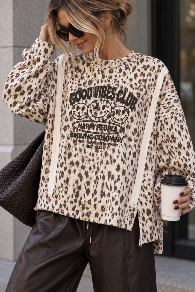 Butterstoff Sweater Good Vibes Club beige/chocolate REH