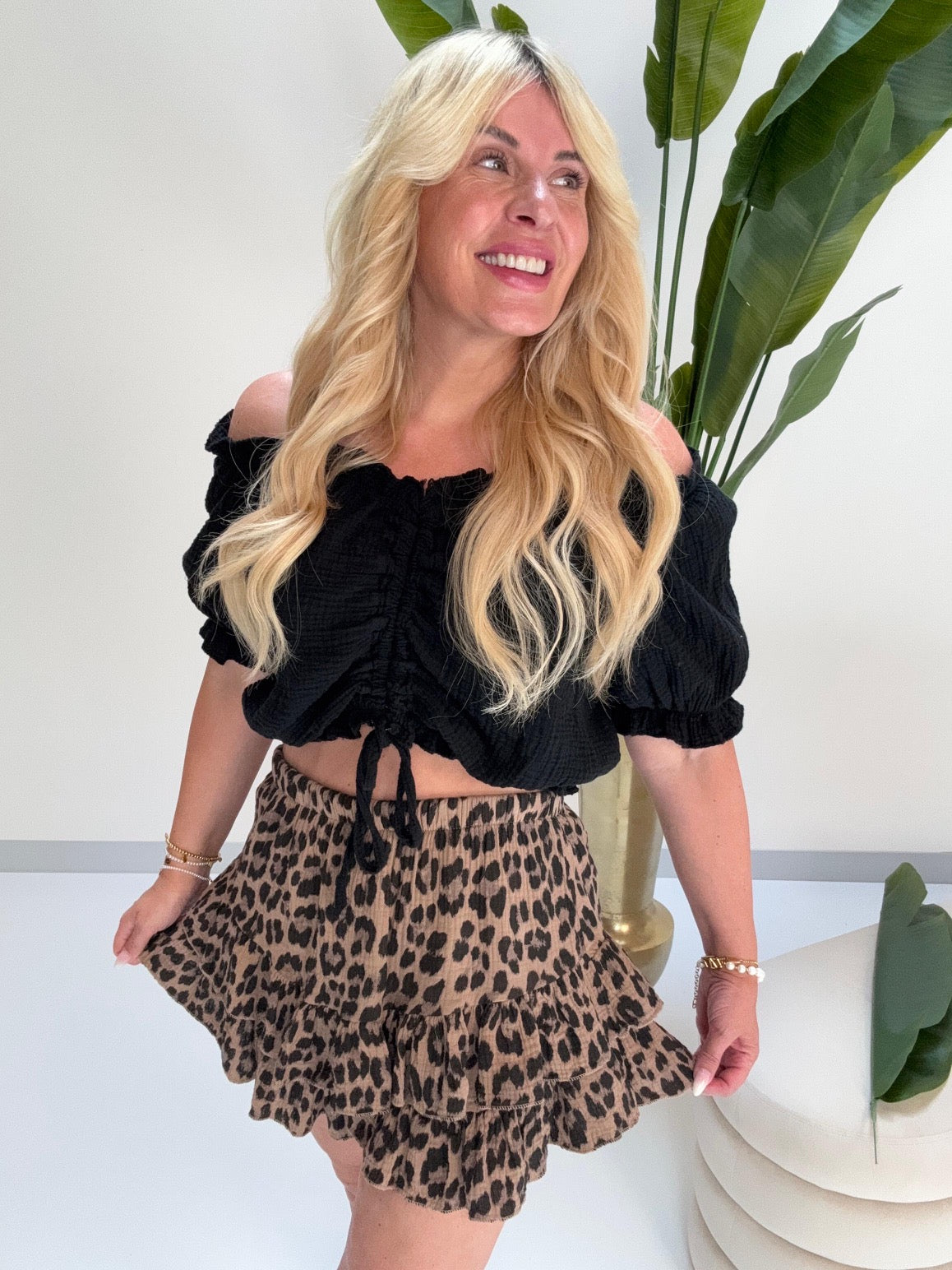 Musselin Hosenrock LEO LOVER cognac/schwarz