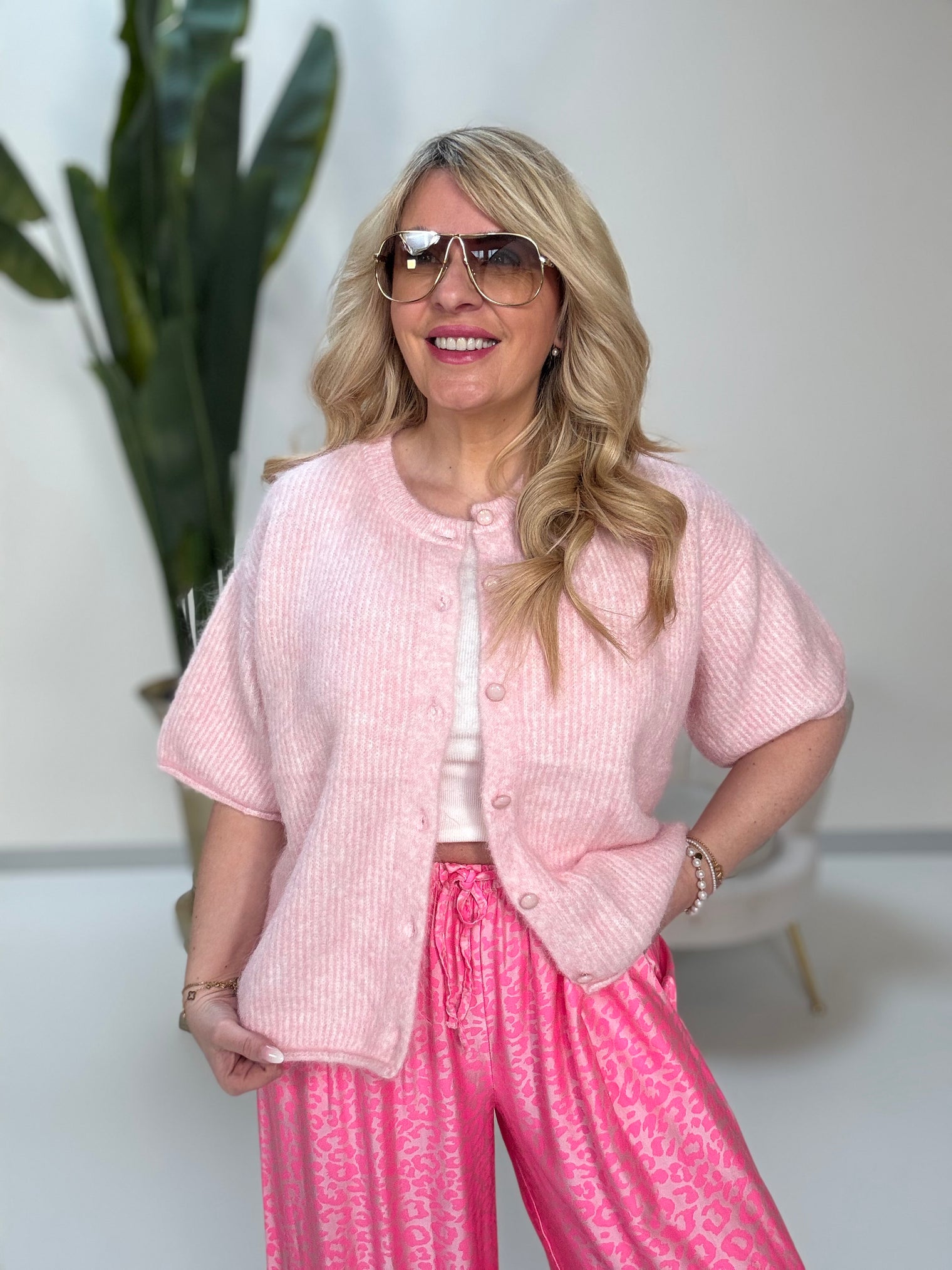 Strickjacke rosa kurzarm Sweet Candy