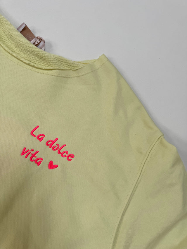 Sweatshirt kurzarm mit Rückenprint La Dolce Vita gelb
