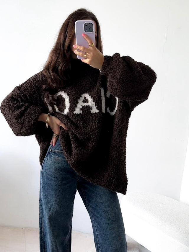 Pullover CIAO Bouclé Chocolate mit Creme