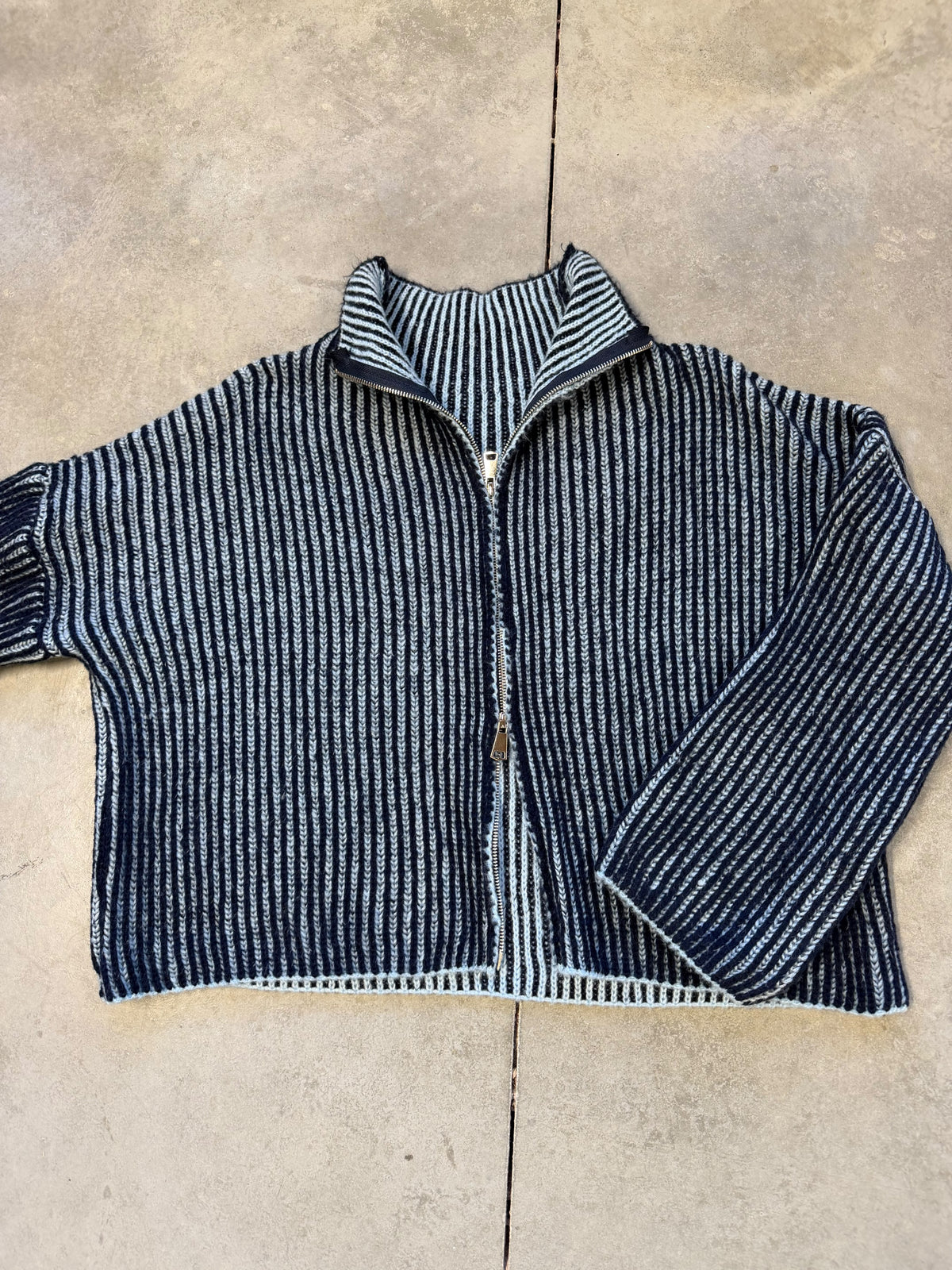 Strickjacke ZIPPER STRIPES navy