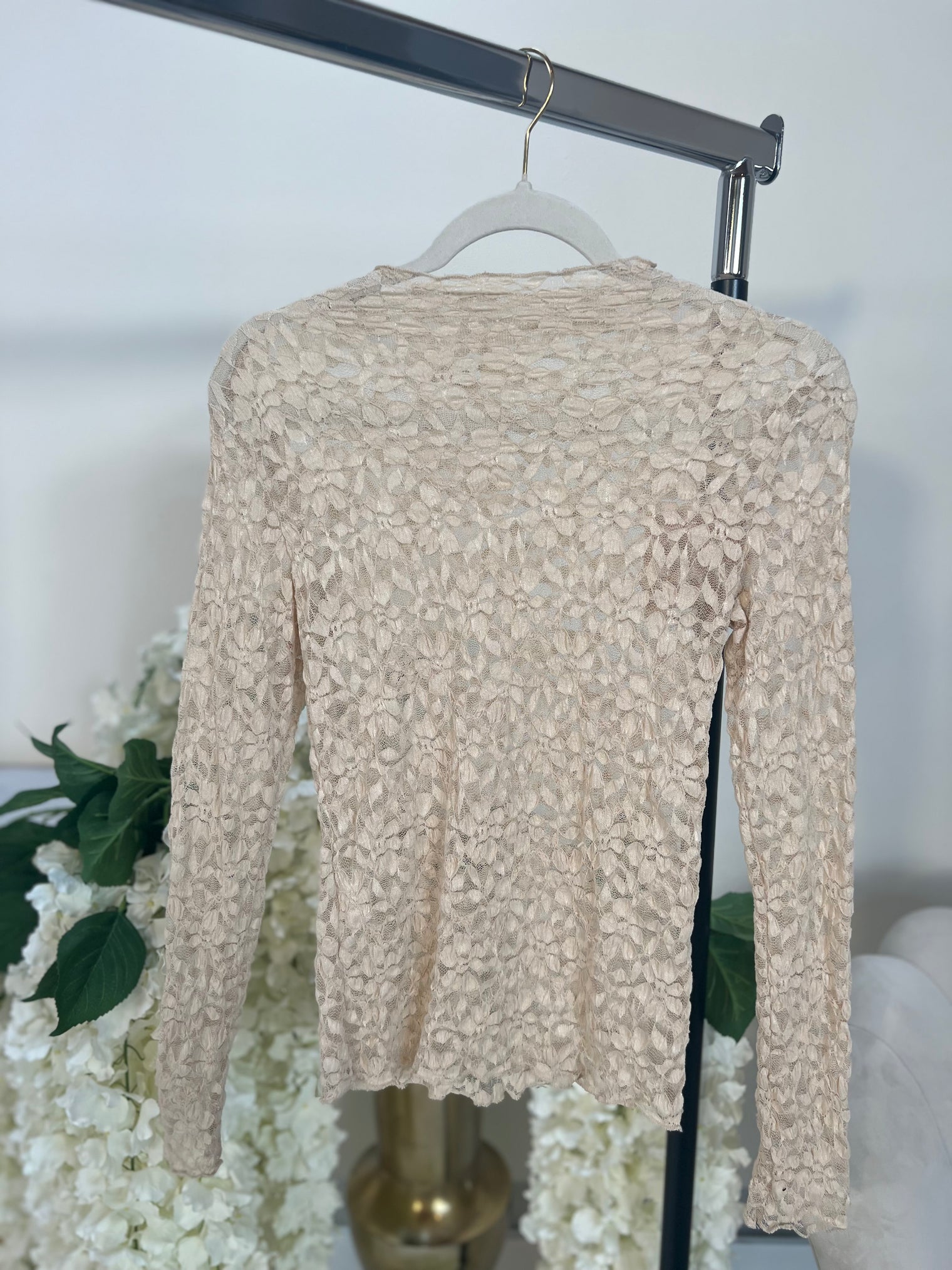 Spitzen Shirt LACE LOVER beige