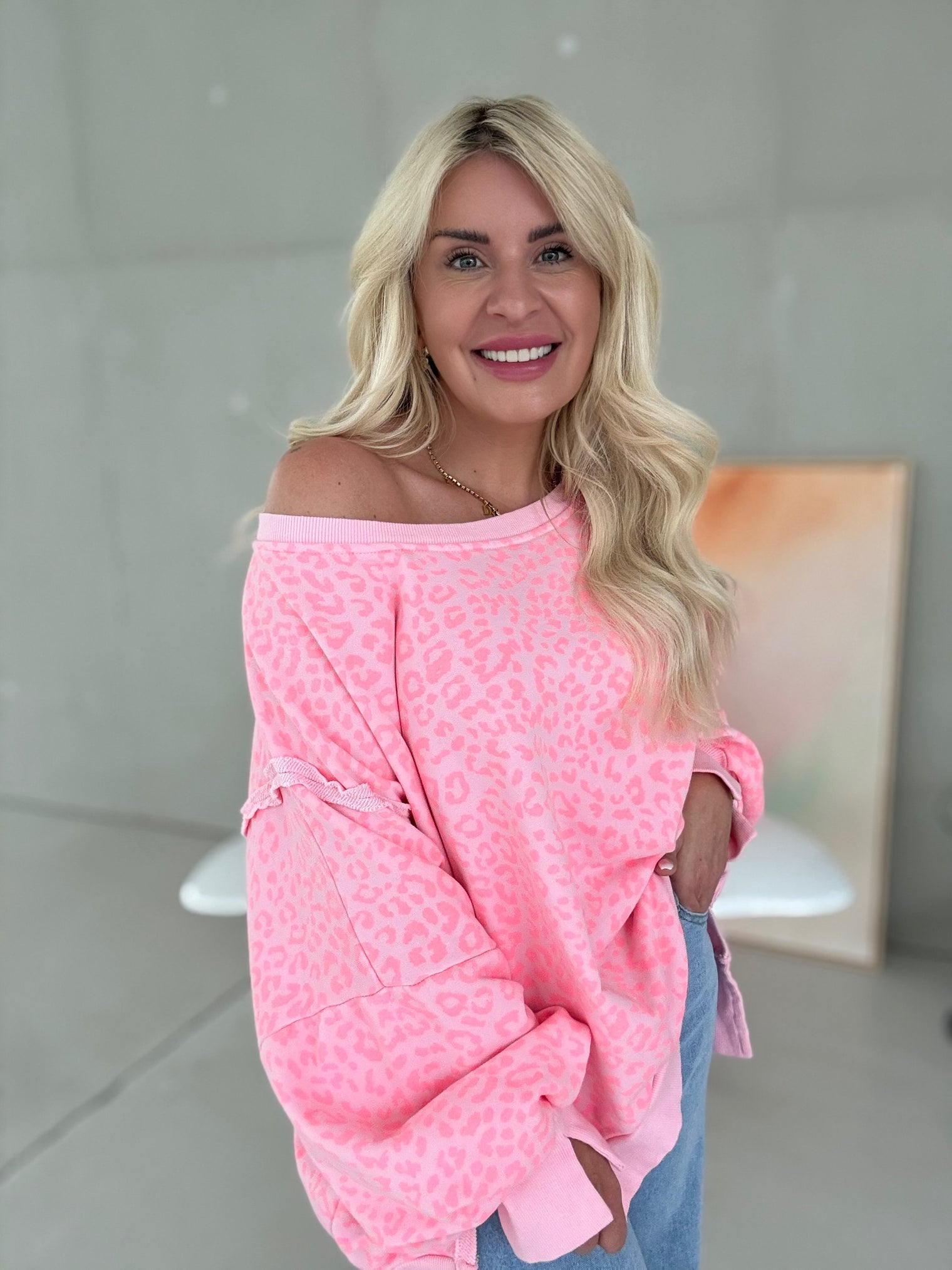 Sweater super weich rosa Leo Neon Pink