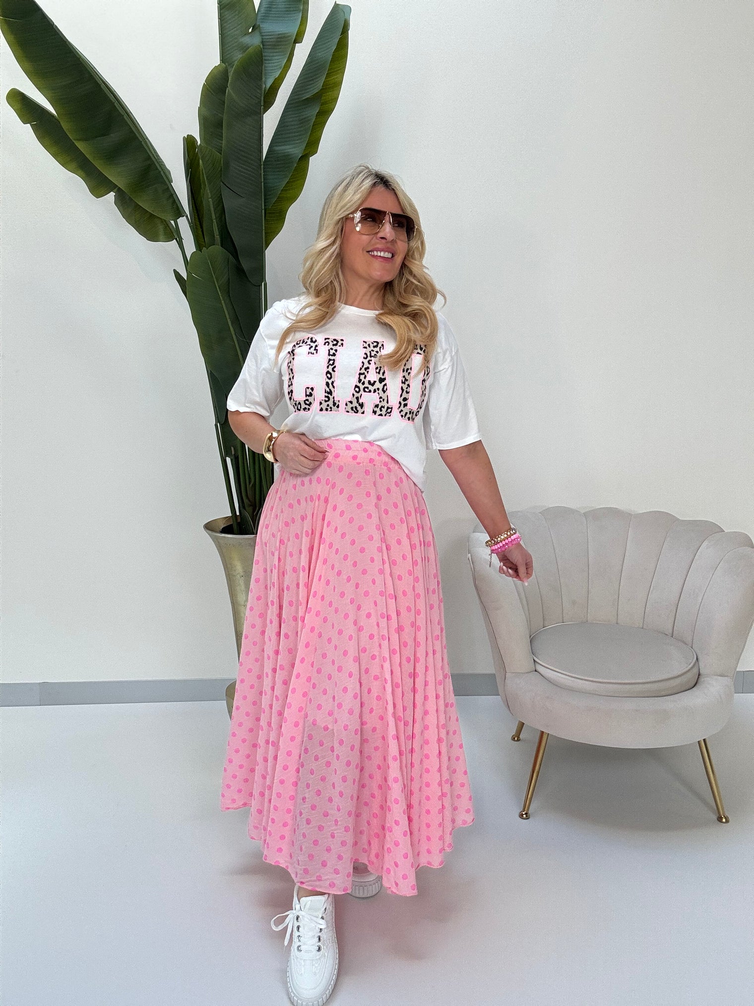 Statement Shirt weiß CIAO leo/hotpink