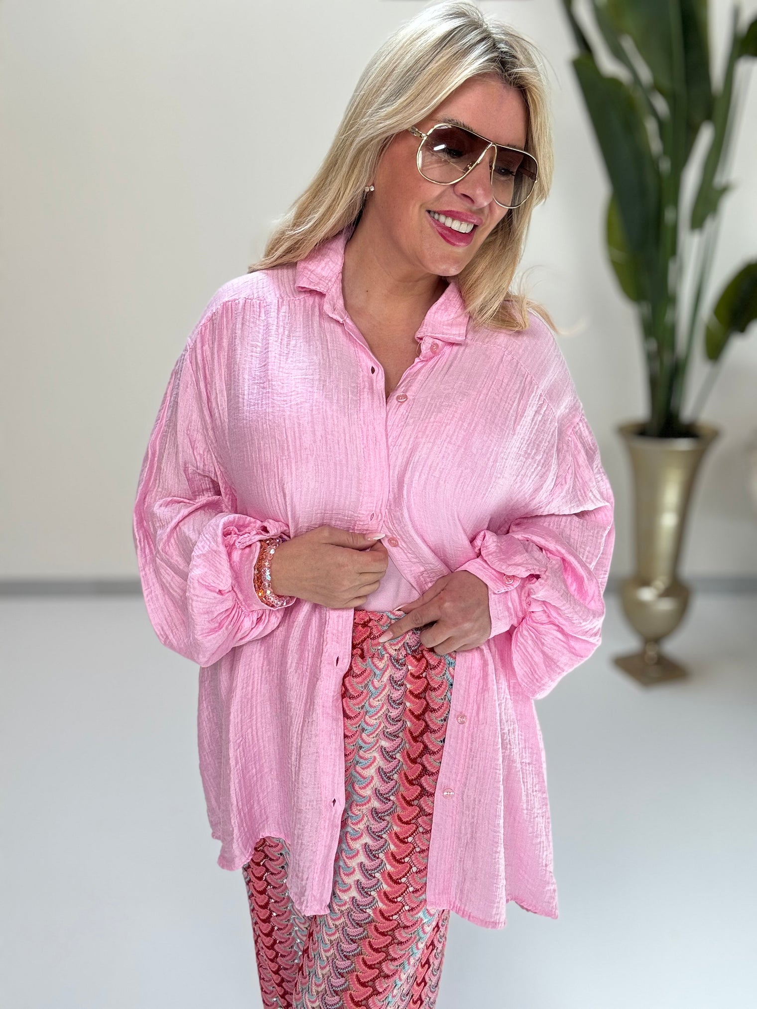 Leichte Bluse mit Knopfleiste LOVELY SUMMER Rosa