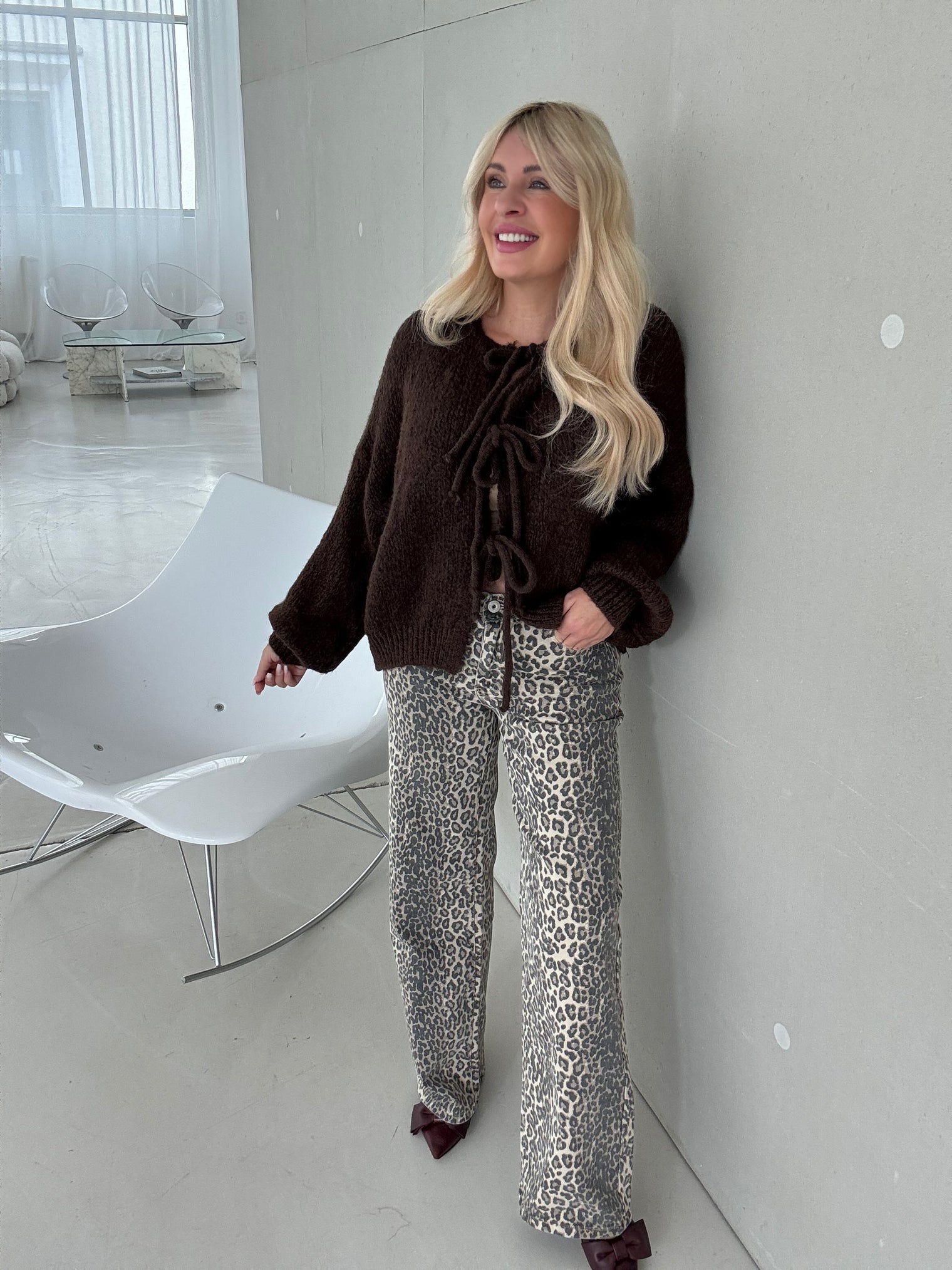 Strickjacke DARK COFFEE zum binden