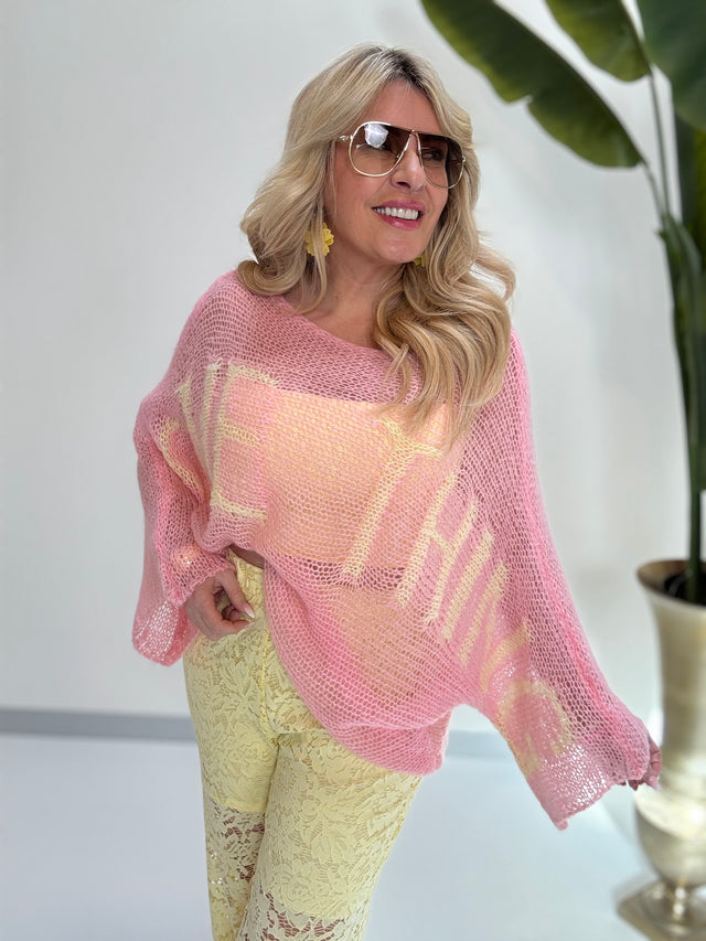 Strickpullover SOME THING rosa Gelb