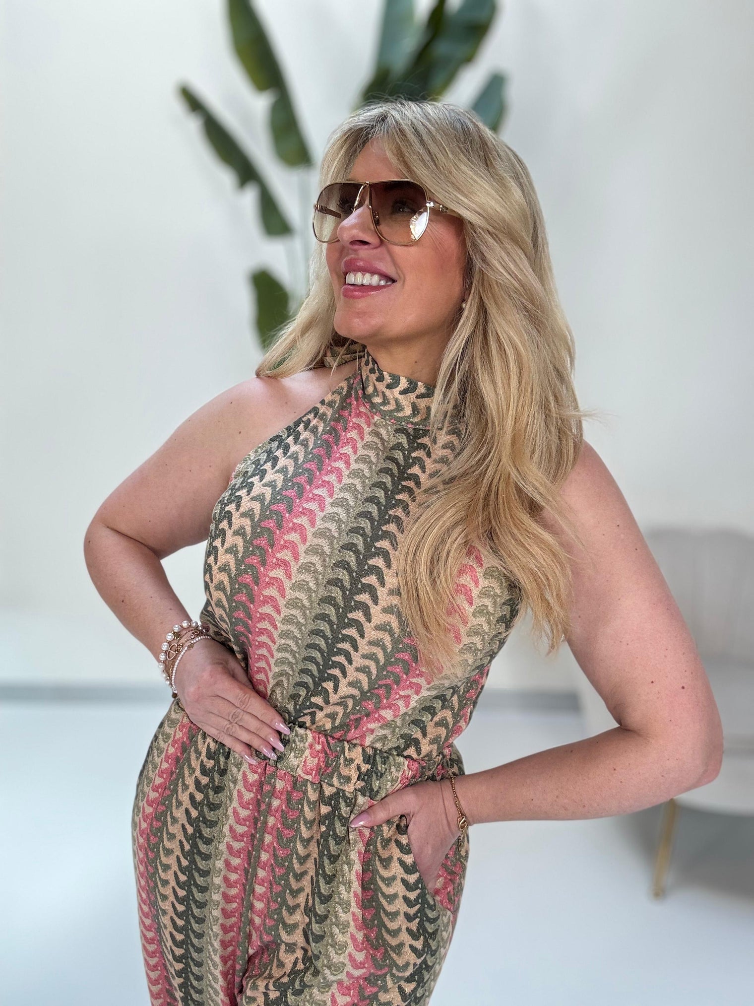 Top ELEGANT MODE soft olive/khaki/rosa/creme