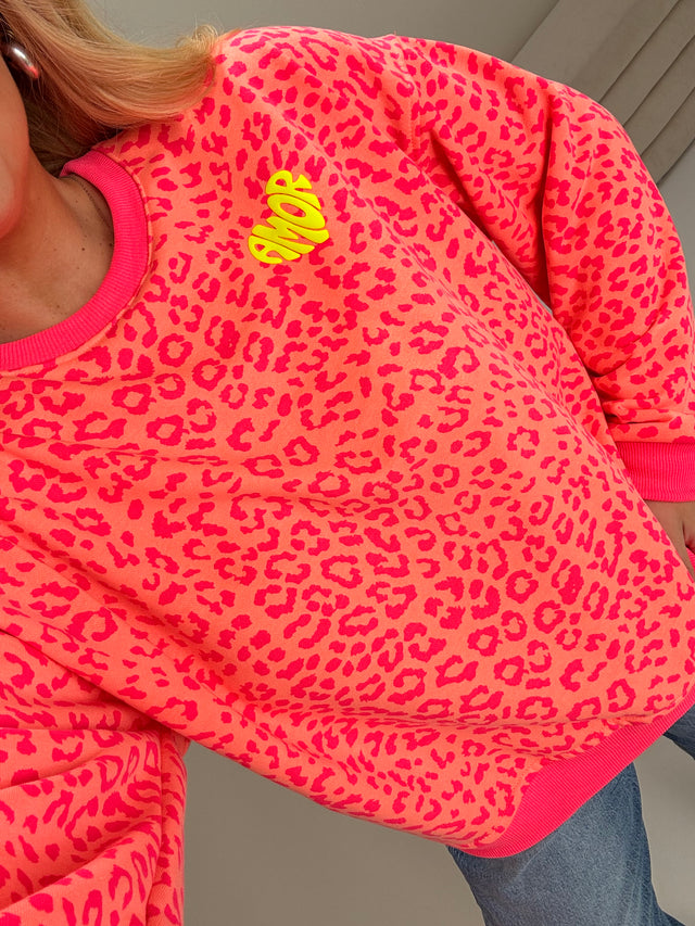 Sweater mit Rückenprint AMOR CLUB peach leo