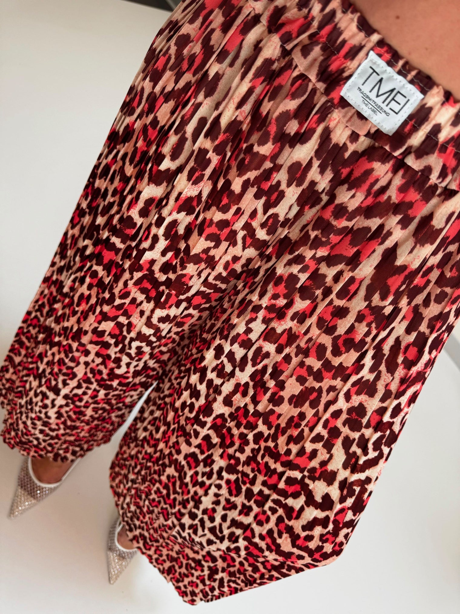 Signature Plisseehose creme LEO POWER bordeaux/pink
