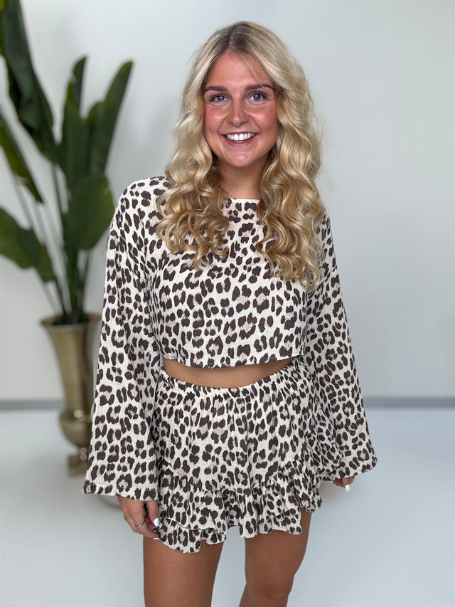 Cropped Musselin Oberteil MUSSELIN MUST-HAVE LEO beige/braun