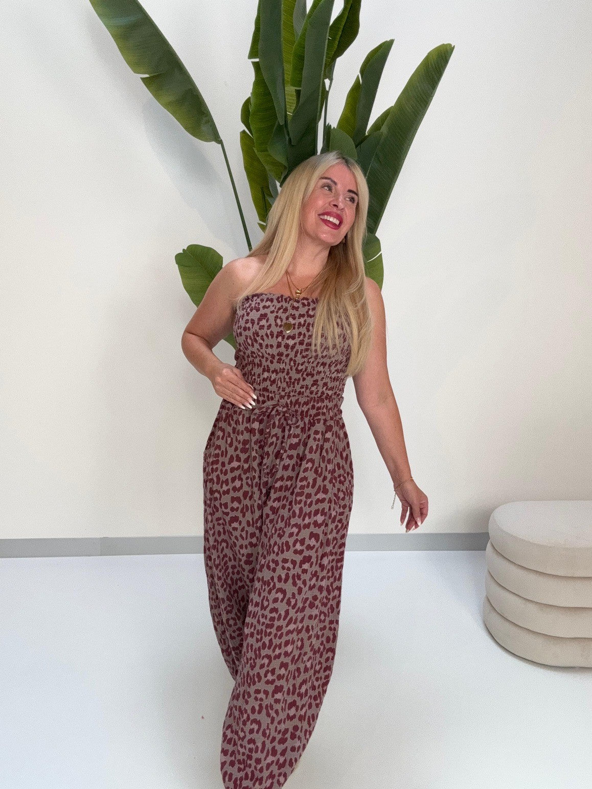 Ballon Hose mit Gummizug an den Bündchen LEO burgundy/taupe