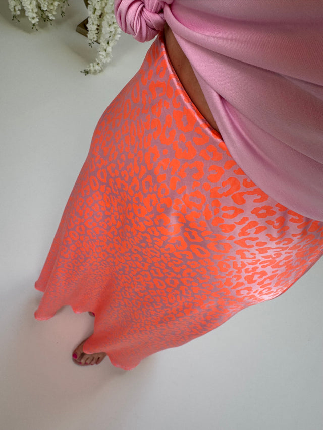 Rock mit Seide Orange hot Rosa LEO LOVER