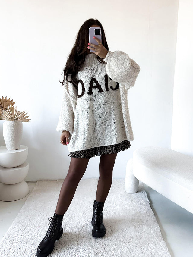 Pullover CIAO Bouclé Creme mit Chocolate