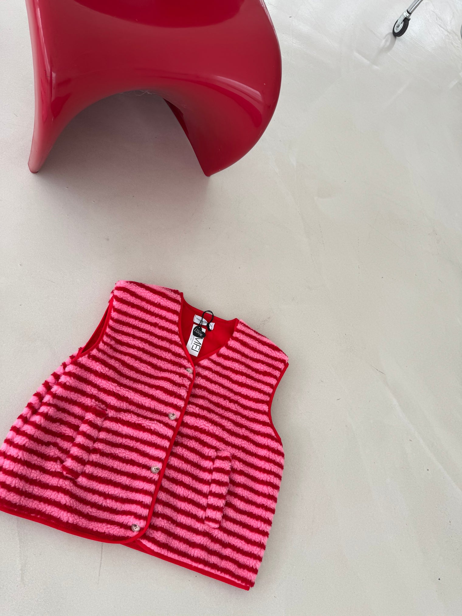 Teddyweste STRIPES rosa&rot