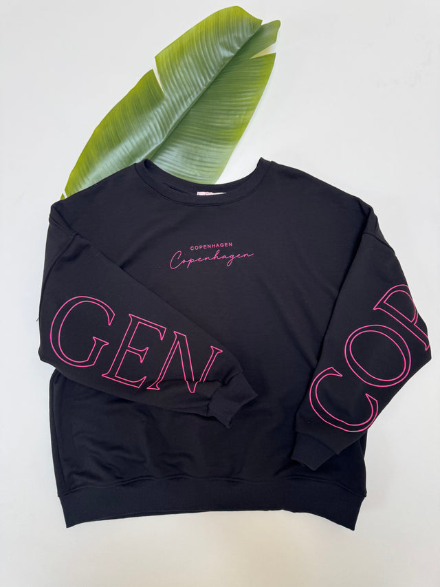 Sweater mit Rückenprint COPENHAGEN schwarz