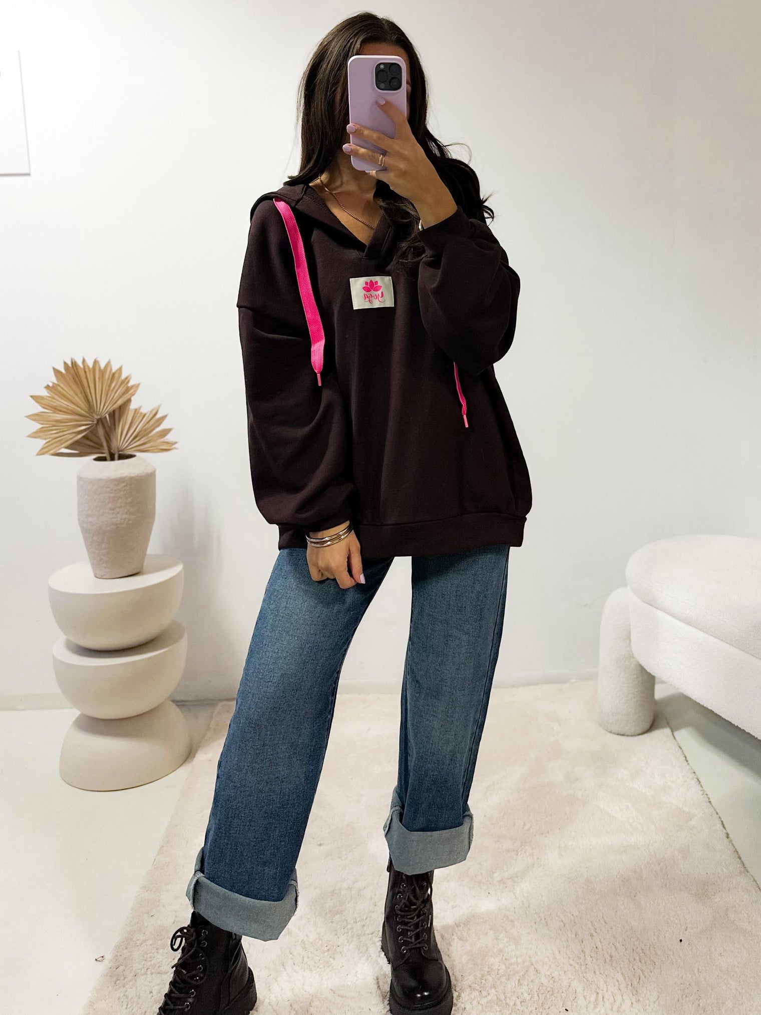 Pullover Chocolate YOGA mit neonpink