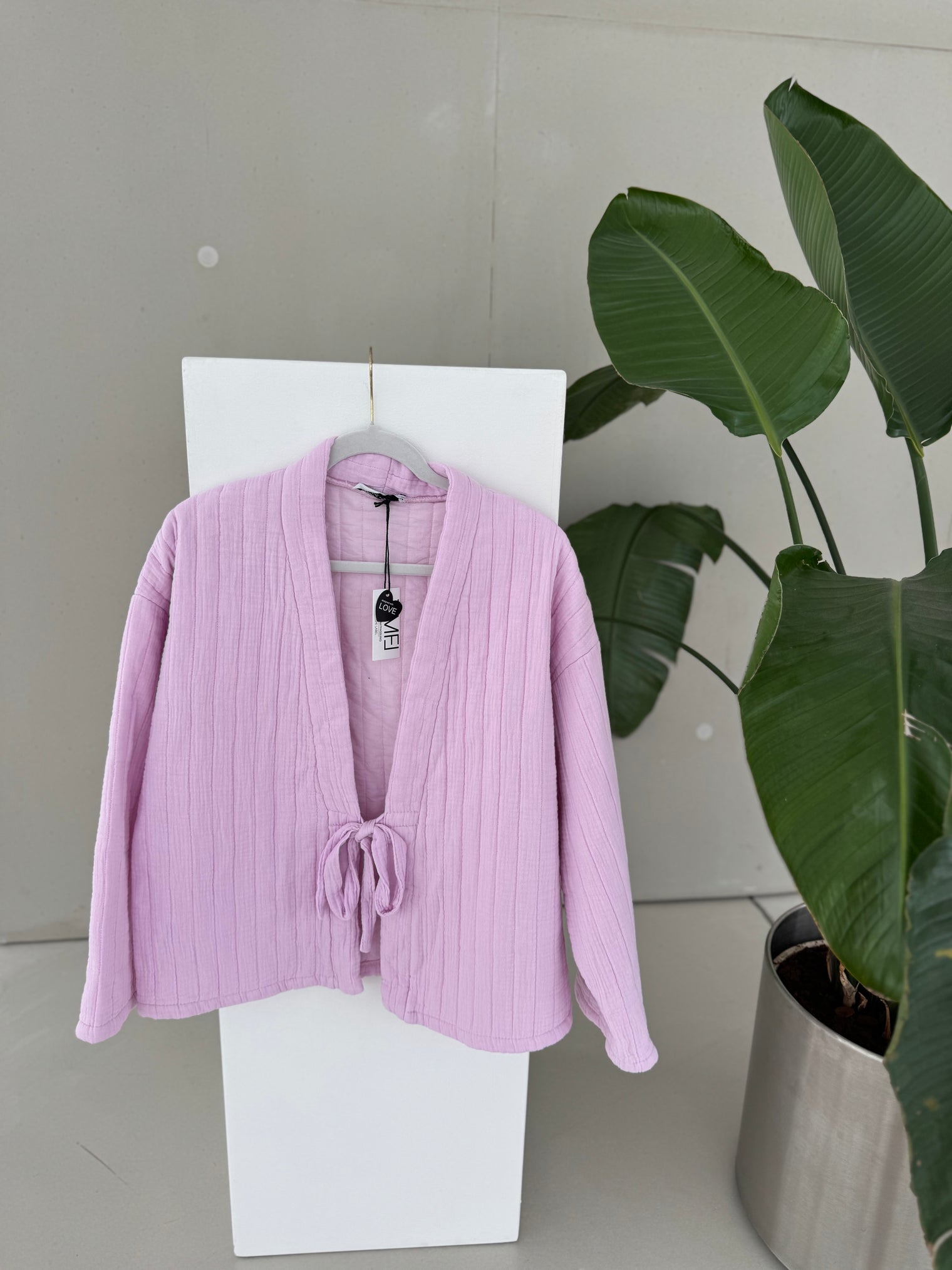 Musselin Steppjacke CANDY FLIEDER zum binden