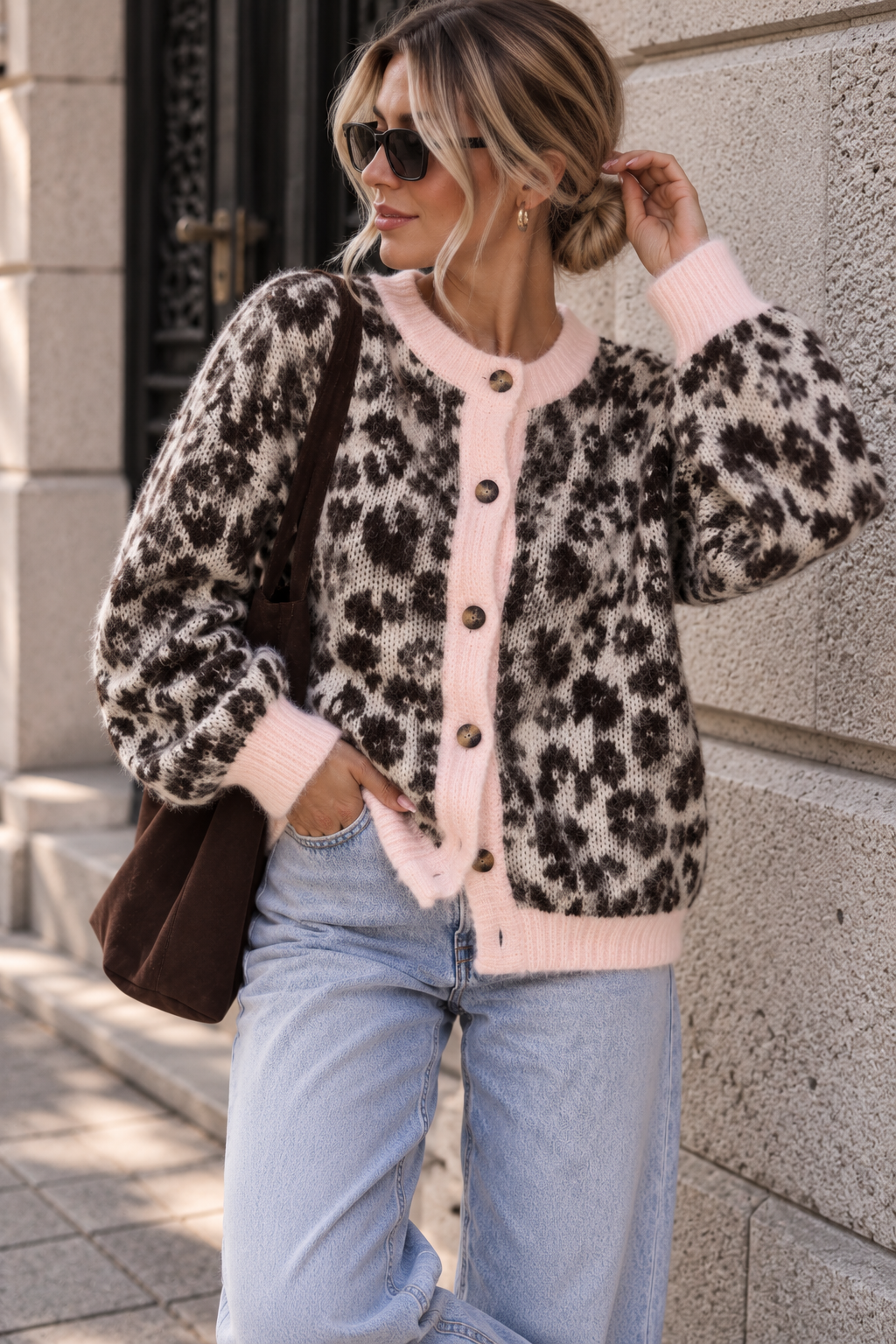 Strickjacke WILD&COZY creme rosa