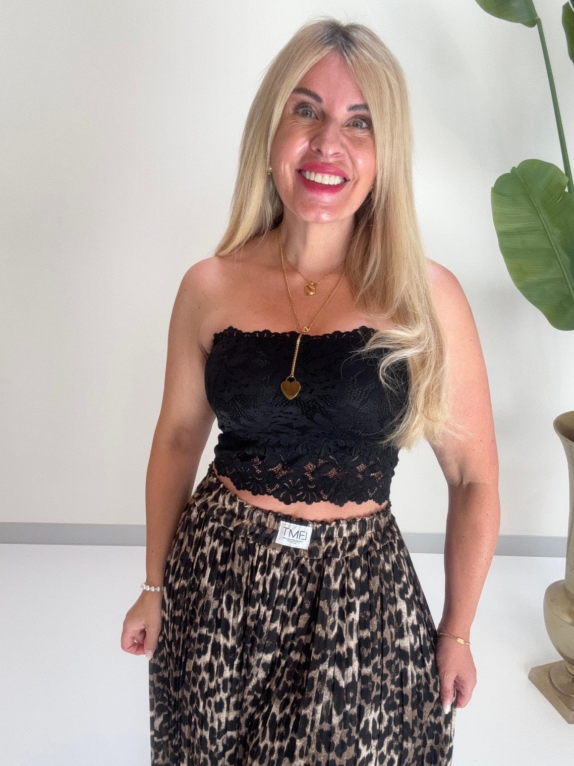 Bandeau Top mit elastischem Gummizug schwarz