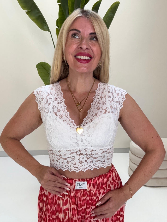 Top mit Spitze LACE ELEGANCE weiß
