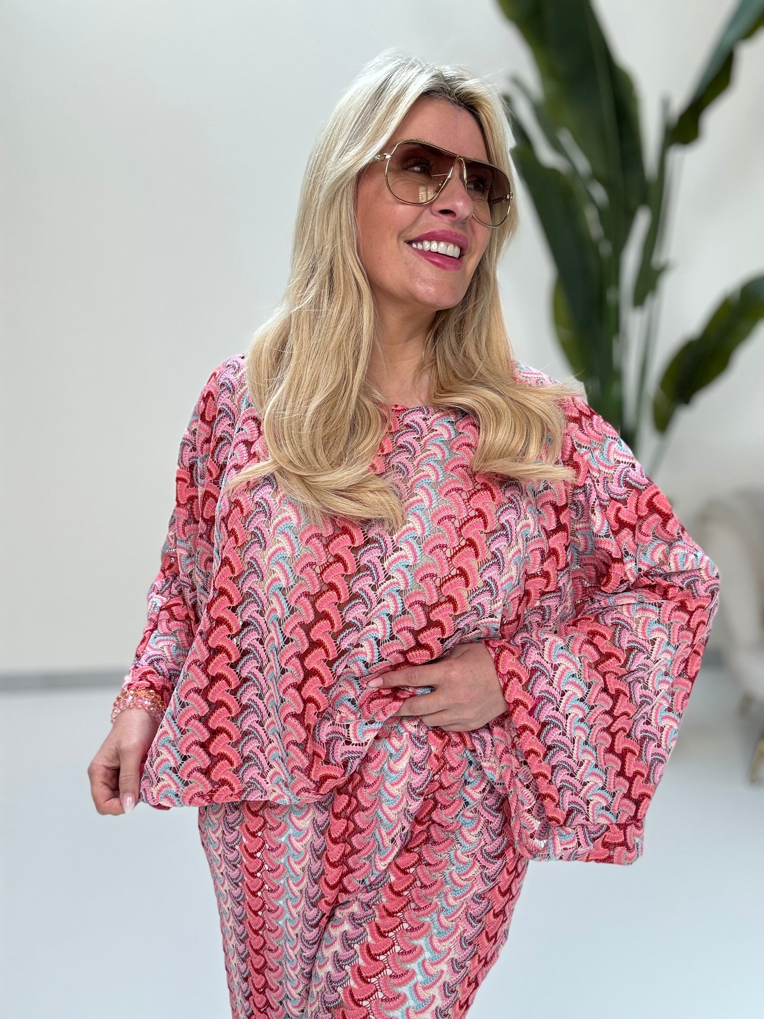 Strick Shirt SUMMER HOT pink multi