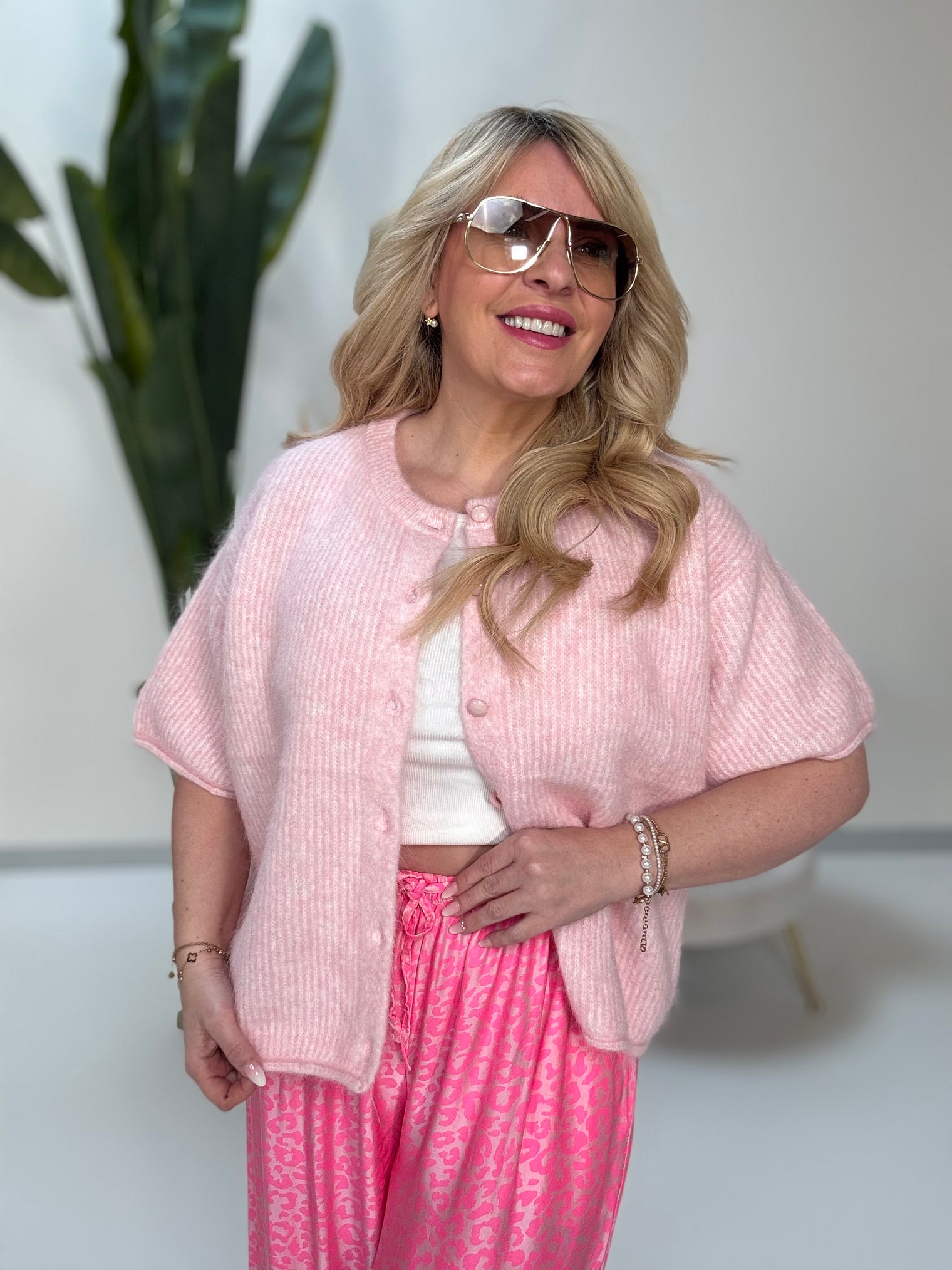 Strickjacke rosa kurzarm Sweet Candy