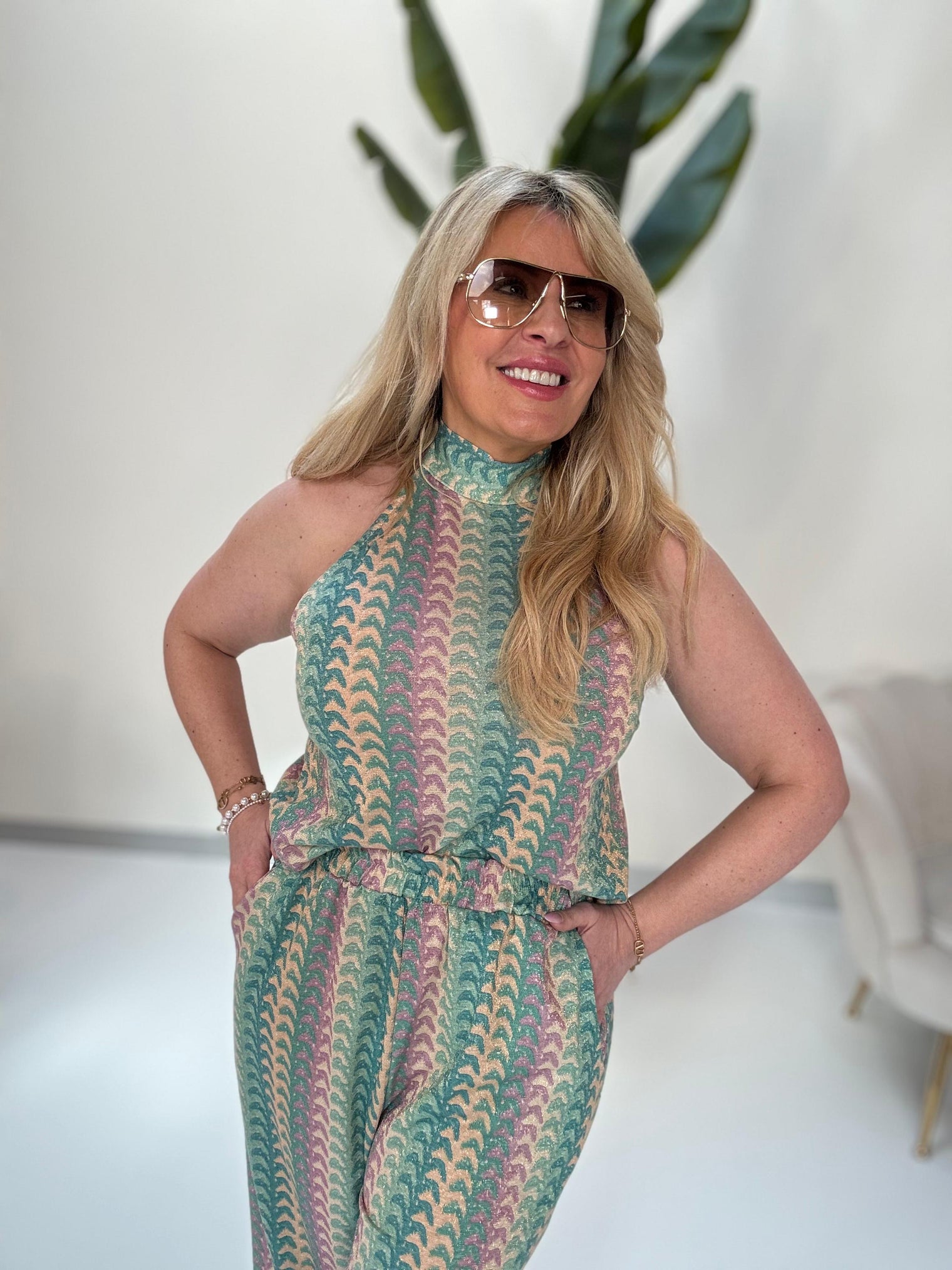 Top ELEGANT MODE grün/mint/beige/rose