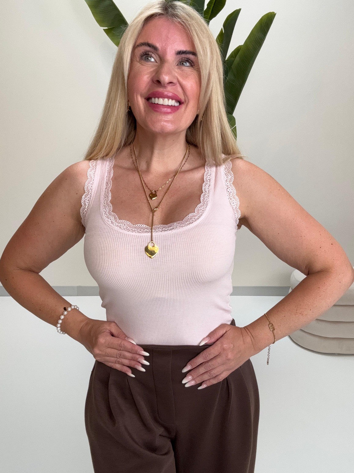 Basic Top mit Spitze EVERYDAY`S FAVORITE rosa